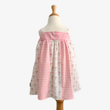 Girls Floral Gingham Dress Pink