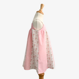 Girls Floral Gingham Dress Pink