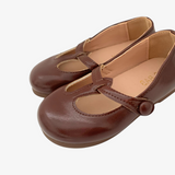 Girls Mary Jane Flats Vintage Style Shoes Chestnut Brown