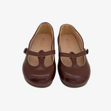 Girls Mary Jane Flats Vintage Style Shoes Chestnut Brown