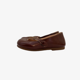 Girls Mary Jane Flats Vintage Style Shoes Chestnut Brown