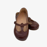 Girls Mary Jane Flats Vintage Style Shoes Chestnut Brown