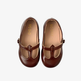 Girls Mary Jane Flats Vintage Style Shoes Chestnut Brown