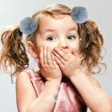 Girls Plush Pom Pom Hair Clips Hair Accessory Elephant Grey