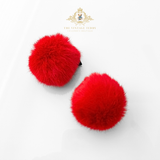 Girls Plush Pom Pom Hair Clips Hair Accessory Christmas Red