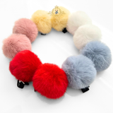 Girls Plush Pom Pom Hair Clips Hair Accessory Christmas Red