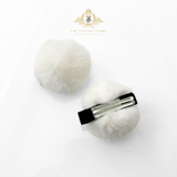 Girls Plush Pom Pom Hair Clips Hair Accessory Snowball White