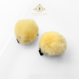 Girls Plush Pom Pom Hair Clips Hair Accessory Sunshine Yellow