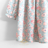 Girls Long Sleeve Eyelet Embroidered Lace Bib Collar Floral Dress