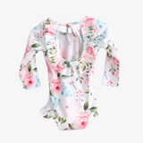 Girls One-Piece Long Sleeve Floral Swimsuit