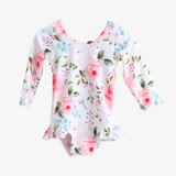 Girls One-Piece Long Sleeve Floral Swimsuit