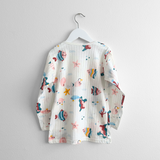 Girls Long Sleeve Pajamas Top & Pants Set Sea Fishies & Friends