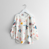Girls Long Sleeve Pajamas Top & Pants Set Sea Fishies & Friends