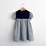 Girls Short Sleeve Sailor Dress Stripes Navy Blue & White