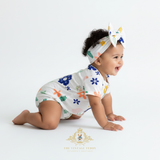 Baby Girls One-piece Sleep N' Play Romper Shorts Flowers & Cows
