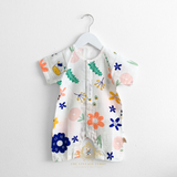 Baby Girls One-piece Sleep N' Play Romper Shorts Flowers & Cows