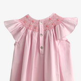 Girls Smocked Bishop Dress Rose Embroidery Pink