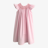 Girls Smocked Bishop Dress Rose Embroidery Pink