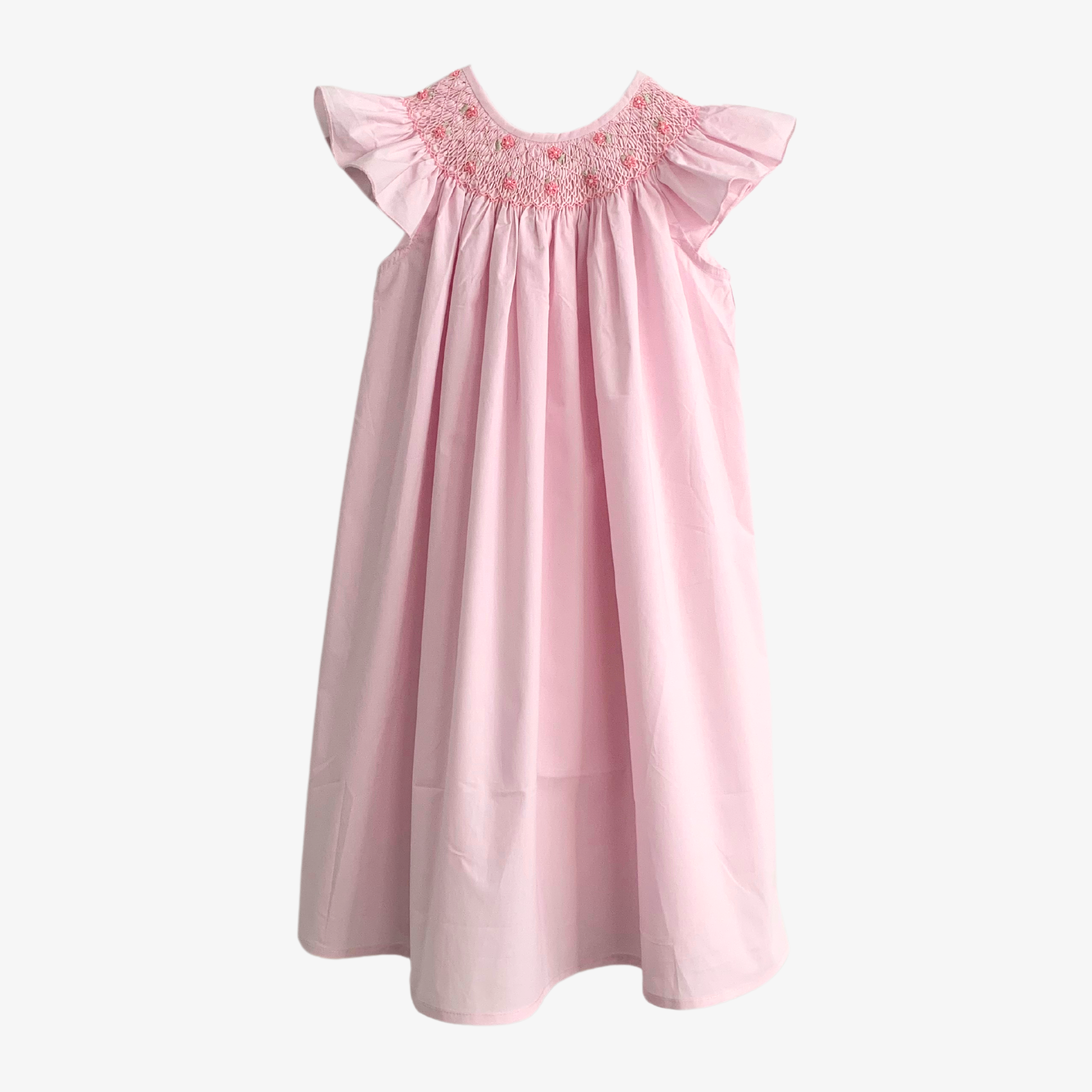 pink smocked christmas dress Wreaths Smocked Pink Knit Bishop Dress