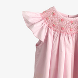 Girls Smocked Bishop Dress Rose Embroidery Pink