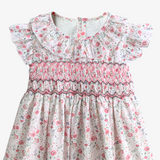 Girls Smocked Dress Spring Flowers Embroidery Pink