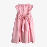 Girls Smocked Dress Rose Embroidery Pink