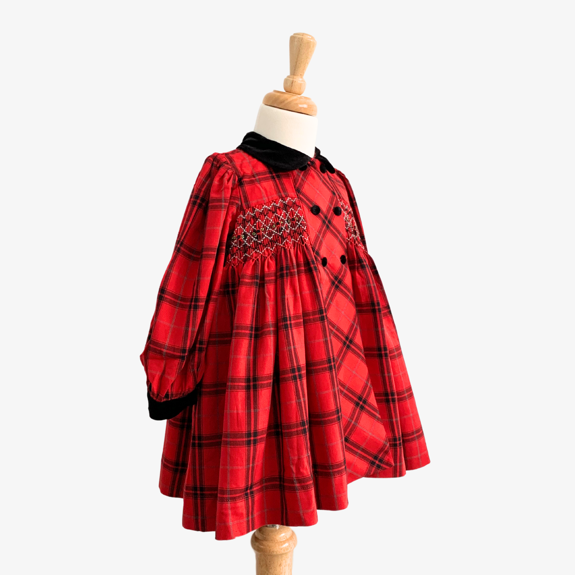 Girls Long Sleeve Embroidered Smocked Dress Plaid The Vintage Teddy Girls Long Sleeve Embroidered Smocked Dress Plaid The Vintage Teddy