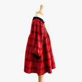 Girls Long Sleeve Embroidered Smocked Dress Plaid