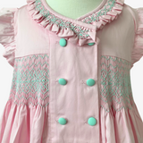Girls Smocked Spanish Style Dress Bubble Gum Pink & Mint Green