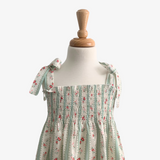 Girls Spring Floral Smocked Dress Green