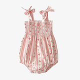 Girls Spring Floral Smocked Romper Pink