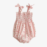 Girls Spring Floral Smocked Romper Pink