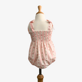 Girls Spring Floral Smocked Romper Pink