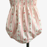 Girls Spring Floral Smocked Romper Pink