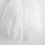 Girls Layered Tulle Beaded Fringe Tutu Dress White