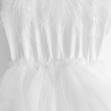 Girls Layered Tulle Beaded Fringe Tutu Dress White