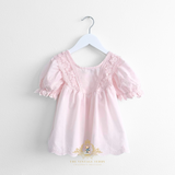 Girls Baby Doll Blouse Lovely Floral Eyelet Lace Embroidery Bohemian Pink