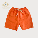 Kids Shorts 3 Piece Set Tan, Navy Blue & Tangerine