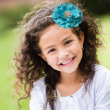 Girls Vintage Inspired Beaded Flower Headband Aqua Marine