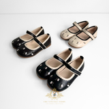 Girls Mary Jane Flats Vintage Style Children's Shoes Floral Embroidered Chocolate Brown