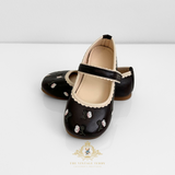 Girls Mary Jane Flats Vintage Style Children's Shoes Floral Embroidered Chocolate Brown