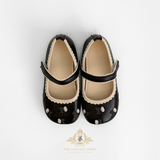 Girls Mary Jane Flats Vintage Style Children's Shoes Floral Embroidered Chocolate Brown
