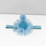 Girls Princess Happy Birthday Party Hat Hair Accessory Blue & Gold