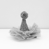 Girls Princess Happy Birthday Party Hat Hair Accessory Grey & Gold