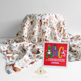 Christmas Baby Gift Set Baby Swaddling Blanket & Children's Book Woodland Deer & Friends