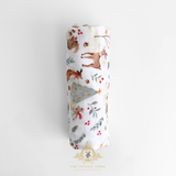 Christmas Baby Gift Set Baby Swaddling Blanket & Children's Book Woodland Deer & Friends