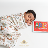 Christmas Baby Gift Set Baby Swaddling Blanket & Children's Book Woodland Deer & Friends