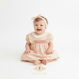 Girls Embroidered Smocked Dress & Bloomer Set Floral Pink Lemonade