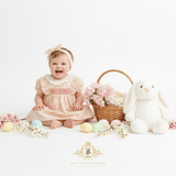 Girls Embroidered Smocked Dress & Bloomer Set Floral Pink Lemonade