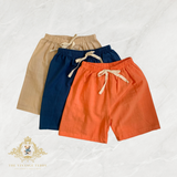 Kids Shorts 3 Piece Set Tan, Navy Blue & Tangerine